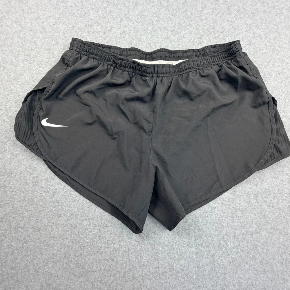 Nike Dri-FIT Womens Running Shorts Black Mesh Trim Size M 3 Inch Inseam